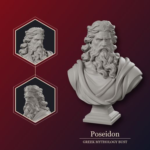 Poseidon Bust - Greek God Statue (God of the sea)