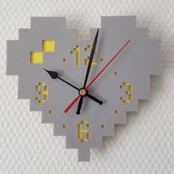 7c03f88498108e74e8e0fb4a40a750a2_preview_featured.jpg Archivo STL gratis Reloj de pared Pixel Heart・Diseño por impresión en 3D para descargar