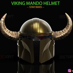 001.jpg STL file Viking Mandalorian Helmet - Buffalo Horns - High Quality Model・3D printing design to download
