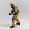 fire4.jpg Firefighter with Hose Figure - Fire Rescue Worker Using Water Hose