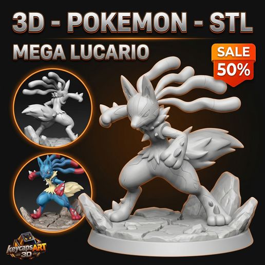 Mega Lucario 3D Printable STL File Resin Figure