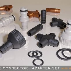 Hose_Connectors_01_title.jpg Hose Connector / Adapter Set - Gardena (R) Quick-Connect Compatible, 3/4" Faucets, and 1/2" Hoses