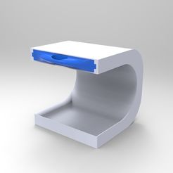 rendu essemble blanc bleu p.jpg STL file Bedside table storage unit to put a lamp and store your keys・3D printer model to download, GuilhemPerroud