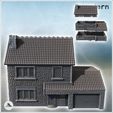 2.jpg Modern house with tiled roof, stone walls and large garage door (5) - Modern WW2 WW1 World War Diaroma Wargaming RPG Mini Hobby