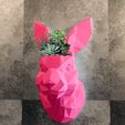 rabbit-wall-2-vlow-poly-planter-view-4.jpg Rabbit head wall mount low poly planter succulent pot flower vase STL