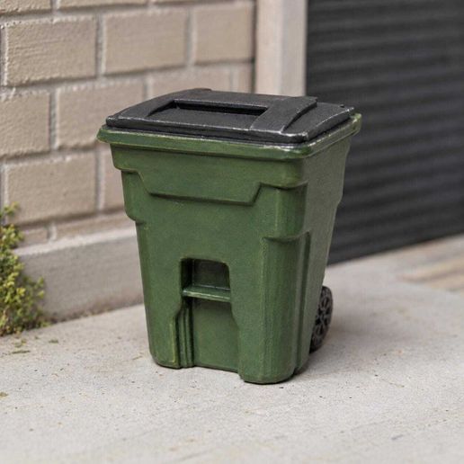 Miniature Commercial Trash Bin STL - Dollhouse Miniature 3D Print File