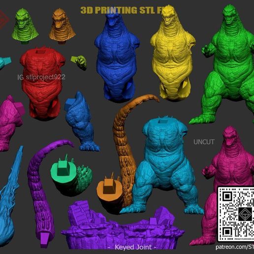 🗿 Godzilla・ 3D File for 3D printing・Cults