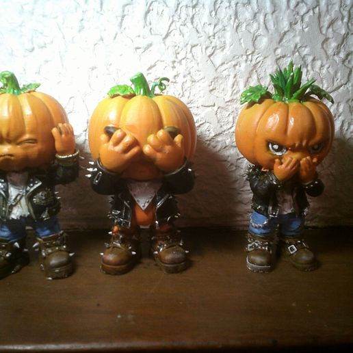 3 Wise Pumpkins STL Pack — Hear No Evil, See No Evil, Speak No Evil (Halloween Cute Rebel)