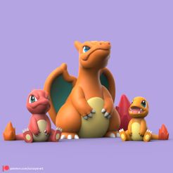 ChibiCharmanderEvolution.jpg STL-Datei POKEMON - CHARMANDER EVOLUTION (EINFACHER DRUCK OHNE UNTERSTÜTZUNG)・3D-druckbare Vorlage zum herunterladen