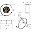 Darts-Ringbeleuchtung-oben-FlachWandhalter-Masse.png LED dart lighting (DARTS RING LIGHT) with additional special version for low rooms