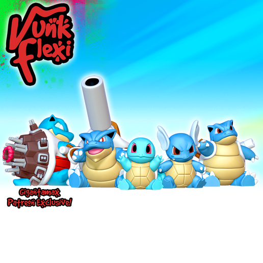 CGImages35.png Squirtle Re-Design Pokemon MultiColor Flexi Print-In-Place + figure & keychain