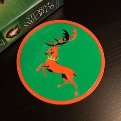 9ab06730b41bcbc07ef73f3cbbe2481d_display_large.jpg Free STL file Multi-Color Game of Thrones Coaster - House Baratheon・3D printer model to download
