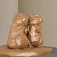 two-standing-marmots-low-poly-3.png marmot twins standing stl 3d print file low poly