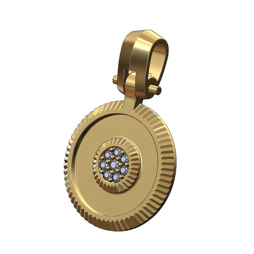 Diamond cluster rolex bezel pendant with bail 3D print model 3D model
