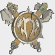 forthehorde4.PNG Warcraft 3 Orc Shield. For The Horde. World of Warcraft. Shield and Axes. Orc Sigil.