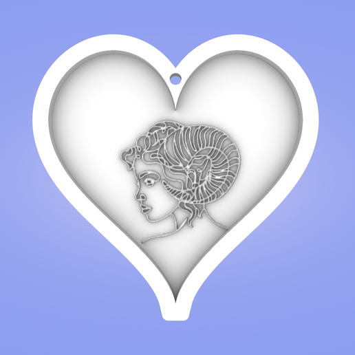 Key pendant, heart, Aries 3D model