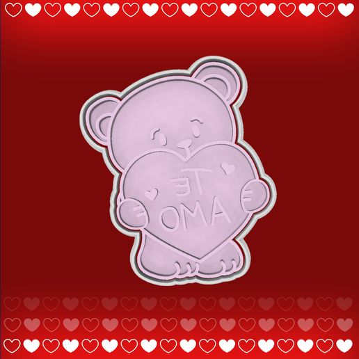 CUTTER AND MARKER BEAR HEART I LOVE YOU - VALENTINE'S DAY 3D model