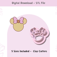 mouse-ears-and-bow-clay-cutters.png Mouse Ears and Bow Clay Cutter for Polymer Clay | Digital STL File | Clay Tools | 5 Sizes Embossing Clay Cutters