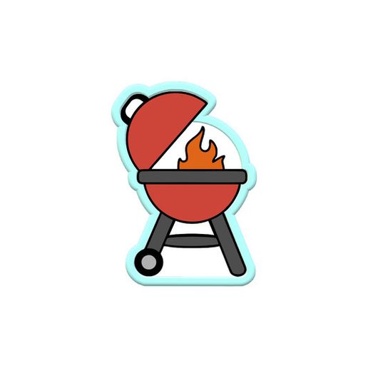 BBQ Grill Cookie Cutter STL with Stamp – Cute Kawaii Barbecue 3D Print Cookie Mold File