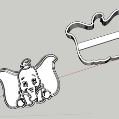 Dumbo-orecchie.png STL file Dumbo Disney cookie cutter embossed cake design decoration party boy girl cute baby・3D printer model to download