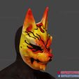 Kitsune_Japanese_Fox_Mask_3dprint_03.jpg Japanese Kitsune Tailed Demon Fox Cosplay Mask 3D Print File