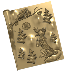 lisa-1 v63-00.png real 3D Relief For CNC and sculpture building decor for decoration "THE CROW AND THE FOX" 3d print and cnc