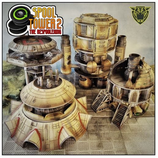 Spool Tower 2 – Sci-Fi Modular Recycled Spool Terrain System | Supportless STL Bundle