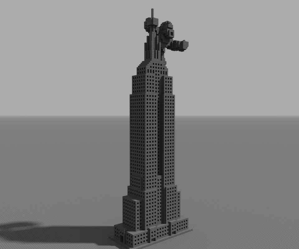 Download Free Stl File King Kong Empire State Building Voxel Art 3d Print Template Cults