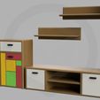 DH_living21_3.jpg Set of Living room cabinet and tv stand with functional doors, shelves and drawer mono/multi color 3D 3MF file