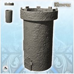 1-PREM.jpg Fichier STL Grande tour de guet ronde en pierre médiévale avec porte en bois (9) - Médiéval Gothique Féodal Ancien Archaïque Saga 28mm 15mm・Design pour imprimante 3D à télécharger