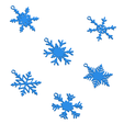 SnowflakeChristmasOrnamentsWithJumpringsGroup3DImage1.png Christmas Ornaments - 6 Pack Of Snowflakes