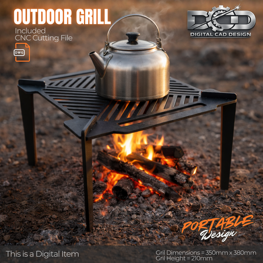 Portable Camp Grill, Outdoor Grill Dxf Cutting File