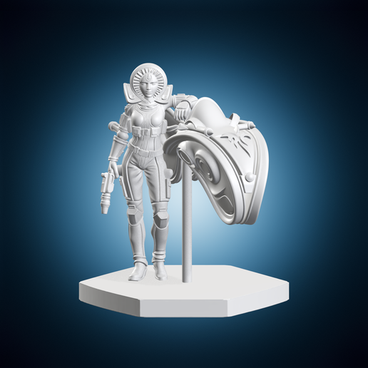 Female Astronaut in Advanced Sci-Fi Spacesuit