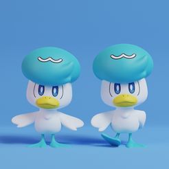 quaxly-render.jpg Файл STL Покемон - Кваксли с 2 позами・Модель 3D-принтера для загрузки