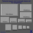 Tatmi-Mat-4_square_bases_set.png Ensemble de bases carrées et rectangulaires pour la table, texturées : Tatmi Mat 4