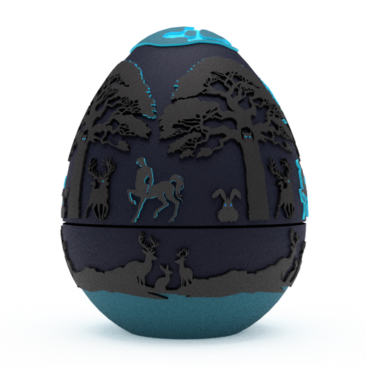 Mystical Centaur Forest Egg - Print in place - No Supports 3D model