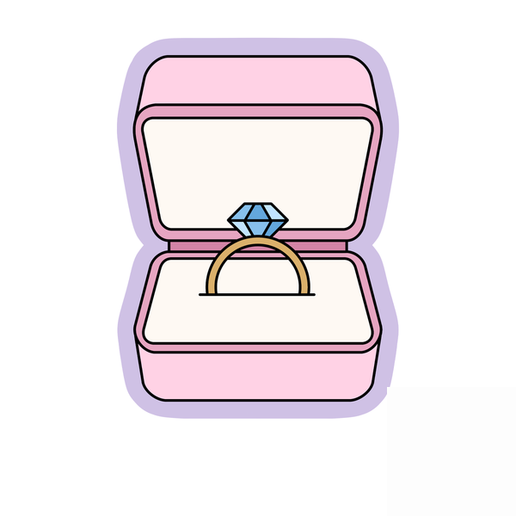 Engagement Ring Box Cookie Cutter STL – Wedding Proposal Cookie 3D Print File – 2 Inch