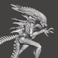 0a.jpg STL file Praetorian Xenomorph Alien - AVP 2010 Articulated dynamic pose STL for 3D printing・3D printer model to download
