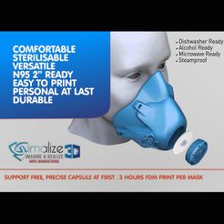 Mask Imalize 1x1.jpg Бесплатный STL файл FMP Mask Imalize security COVID-19 (Easy to print, no media, filter required)・Дизайн для загрузки и 3D-печати, Imalize
