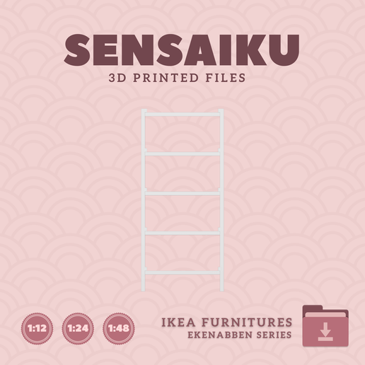 01.-EKENABBEN-Open-Shelf-Unit-2.png Miniature Replica 01. EKENABBEN Open Shelf Unit for Miniature Dollhouse - IKEA - 3D Print Instant Download