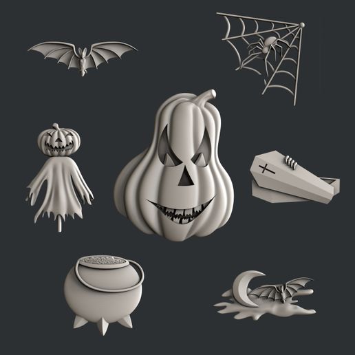 set Halloween - 3D model önizlemesi