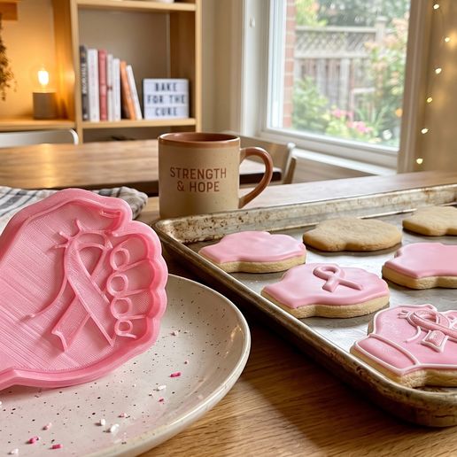 🎗️ Raised Fist Breast Cancer Awareness Cookie Cutter & Stamp ✊