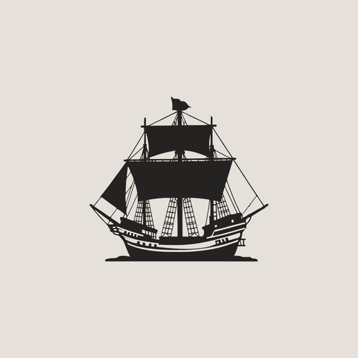 Minimalist Pirate Galleon Silhouette Wall Art