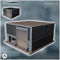 1-PREM.jpg Файл STL Современный промышленный гараж с большой дверью и стенами из листового металла (8) - Современная WW2 WW1 Мировая война Diaroma Wargaming RPG Mini Hobby・Дизайн для загрузки и 3D-печати