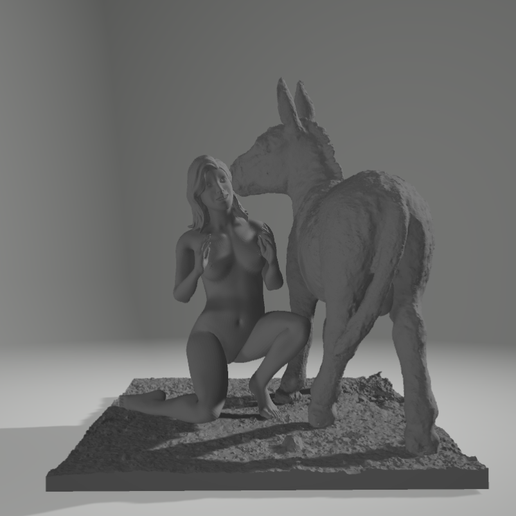 woman with the donkey v2 - 3D model önizlemesi
