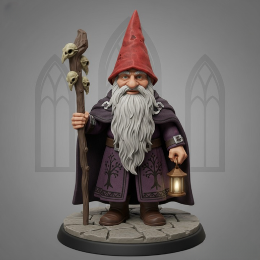 4641  Fairy Tale Gnome – Color Full-Body Figurine on Base, character, miniature, fox, ARTE, gothic, gorgon, DND, minimalist, fantasy, art, figurine, collectible, Halloween, rooster, 3d models, STL