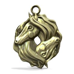 horses-oendant-.1.jpg STL file Horses pendant・Template to download and 3D print