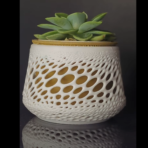 🪴 花盆- 现代Voronoi 植物花盆STL - 用于3D 打印的参数化花盆・文件用