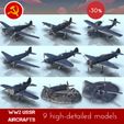 G) oo WW2 USSR AIRCRAFTS 9 high-detailed models FULL PACK Russian aircraft - WW2 USSR Flames of War Bolt Action 15mm 20mm 25mm 28mm 32mm