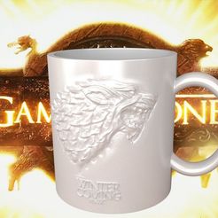 1.1.jpg Файл STL Game Of Thrones Stark Coffee Mug・3D-печать дизайна для загрузки